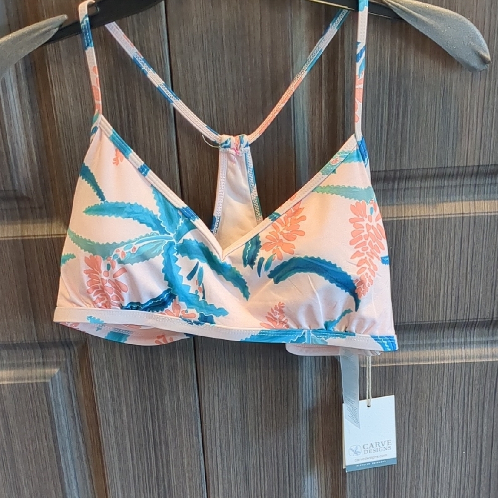 Carve Designs Pink and Blue Bikini with Tropical Print